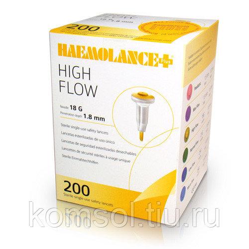 Автоматический ланцет Haemolance-plus High Flow,  Игла 18G,  глубина прокола 1, 8 мм,  200шт